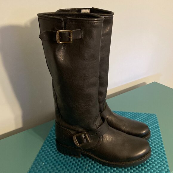 Frye Shoes - Frye Leather Buckle Boots Women Size 8